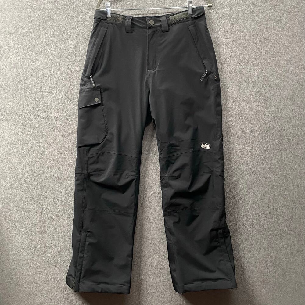 REI Co Op Big Kids Fleece Lined Snow Pants‎ No Size 30" Waist Black Skiing Warm